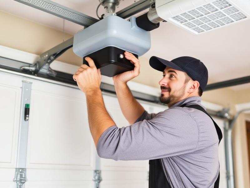 Garage Door Carson technician adjusting garage door opener